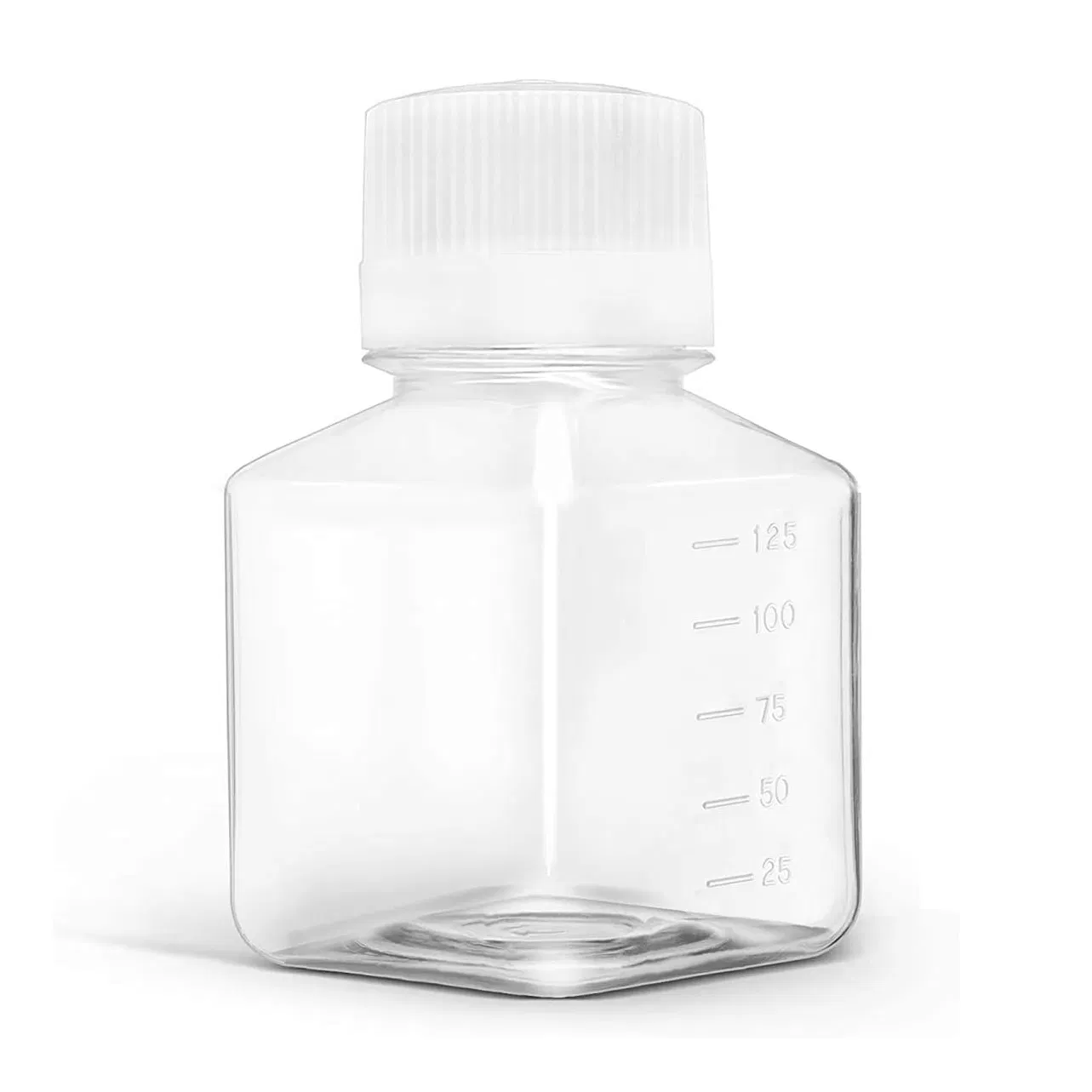 Plastic Pet 125ml 250ml 500ml Clear Culture Plate Serum Bottle Square Media Reagent Bottle