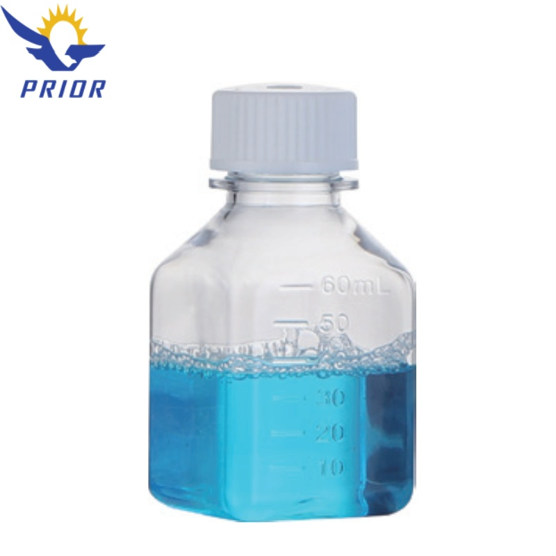 Plastic Pet PETG Bottle 1000ml Cell Culture Square Media Serum Bottles