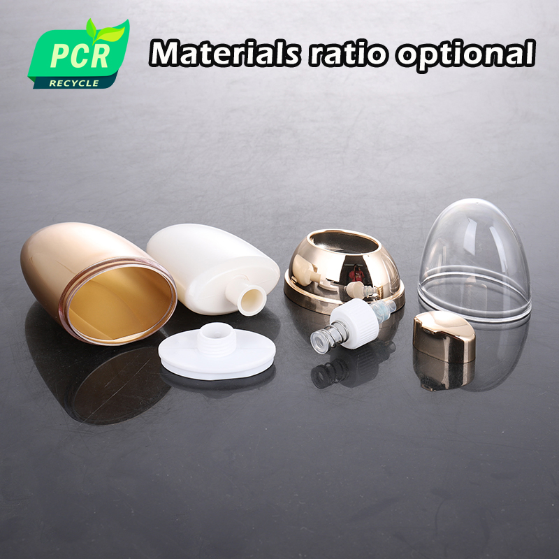 ISO 9001 Factory Customized Decoration Treatments Press Pump Facial Lotion Bottle Pebble Shape Plastic 30ml Makeup Foundation Bottle for Cosmetic Packaging
