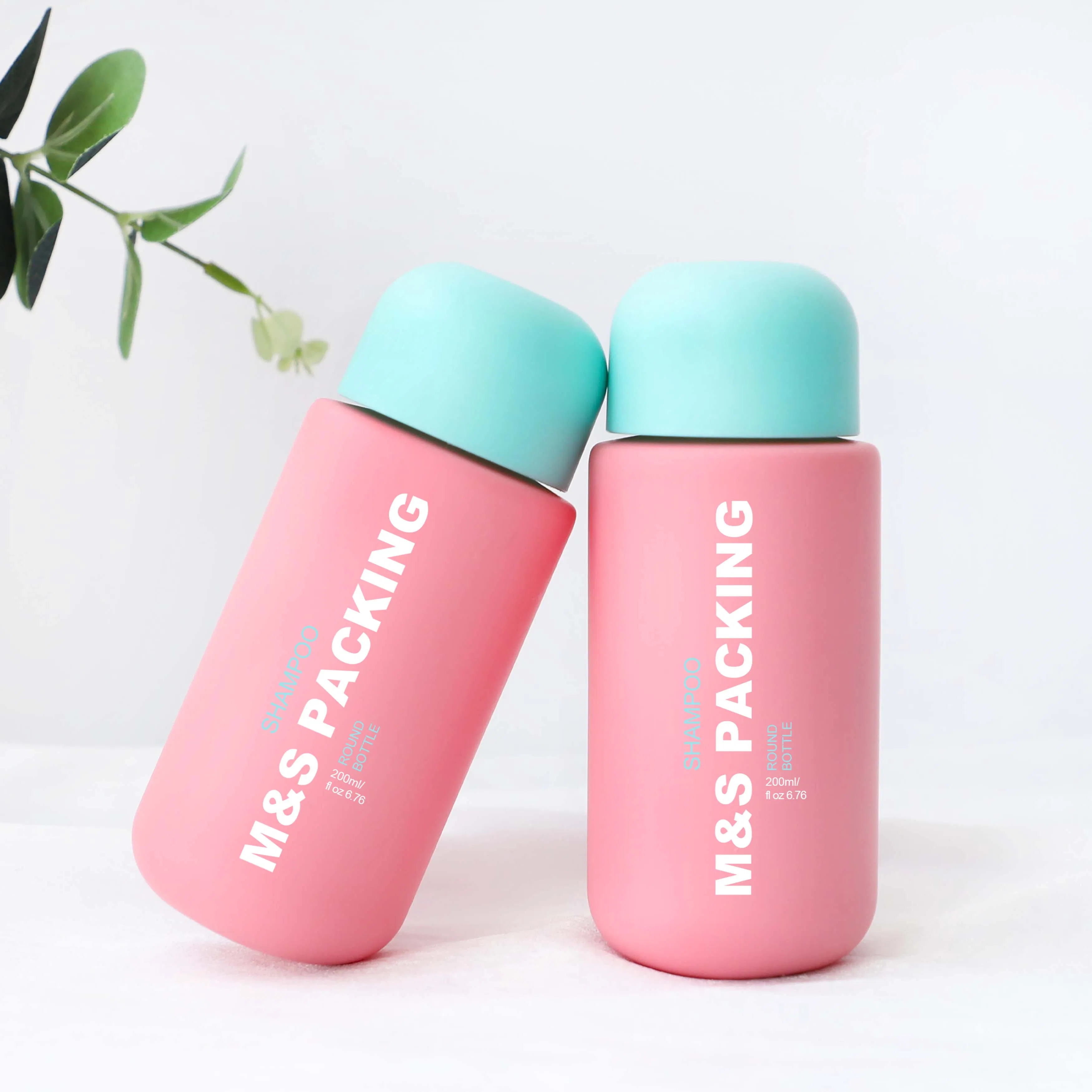 200ml Pink HDPE Soft Touch Cylinder Lotion Bottle with Disc Top Cap for Shampoo, Toner &amp; Hair Care