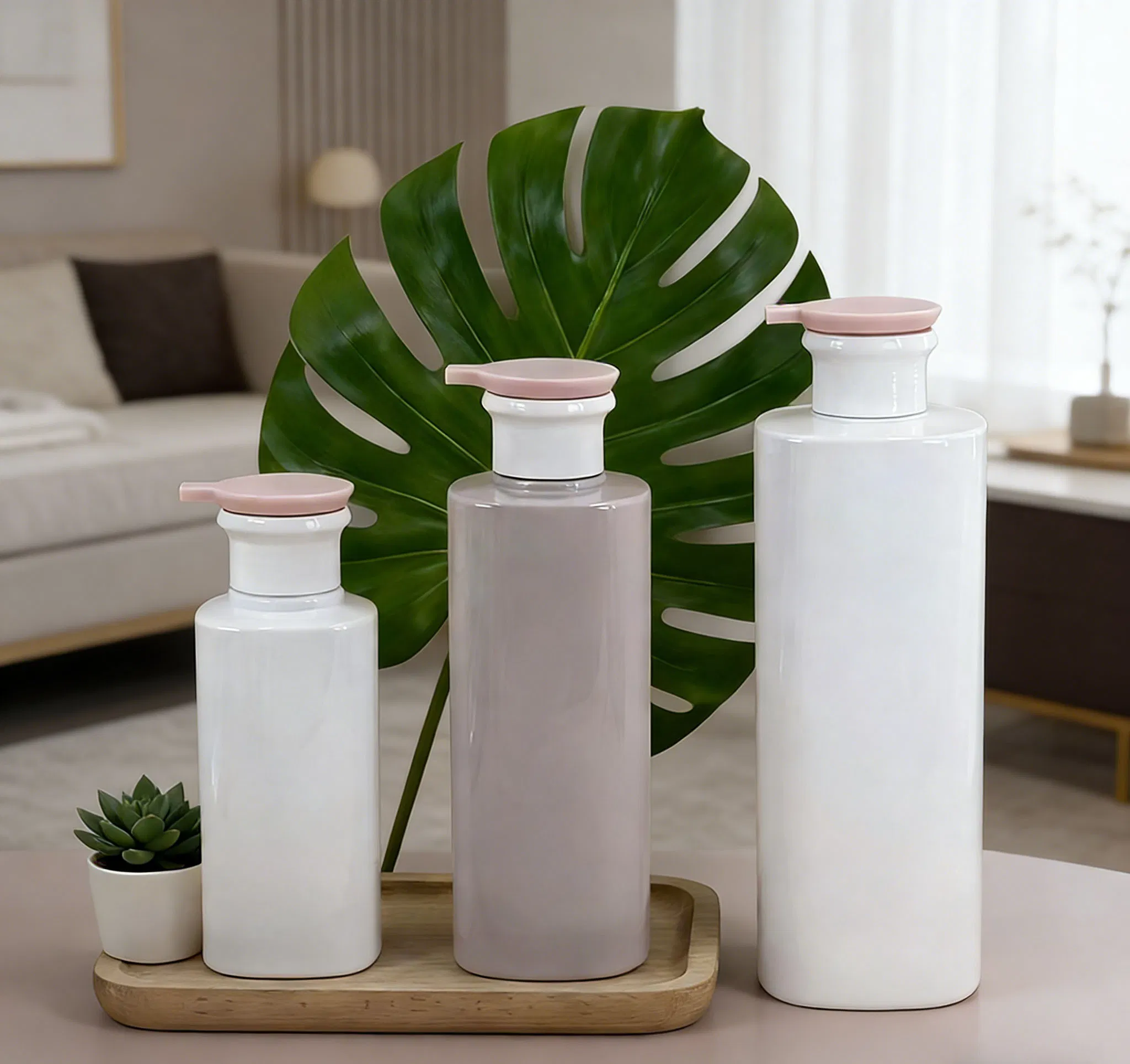 Fashion Cosmetic Packaging 300/500/750ml Shampoo Bottles Recycled Leak-Proof Refillable Pet Dispensing Bottle