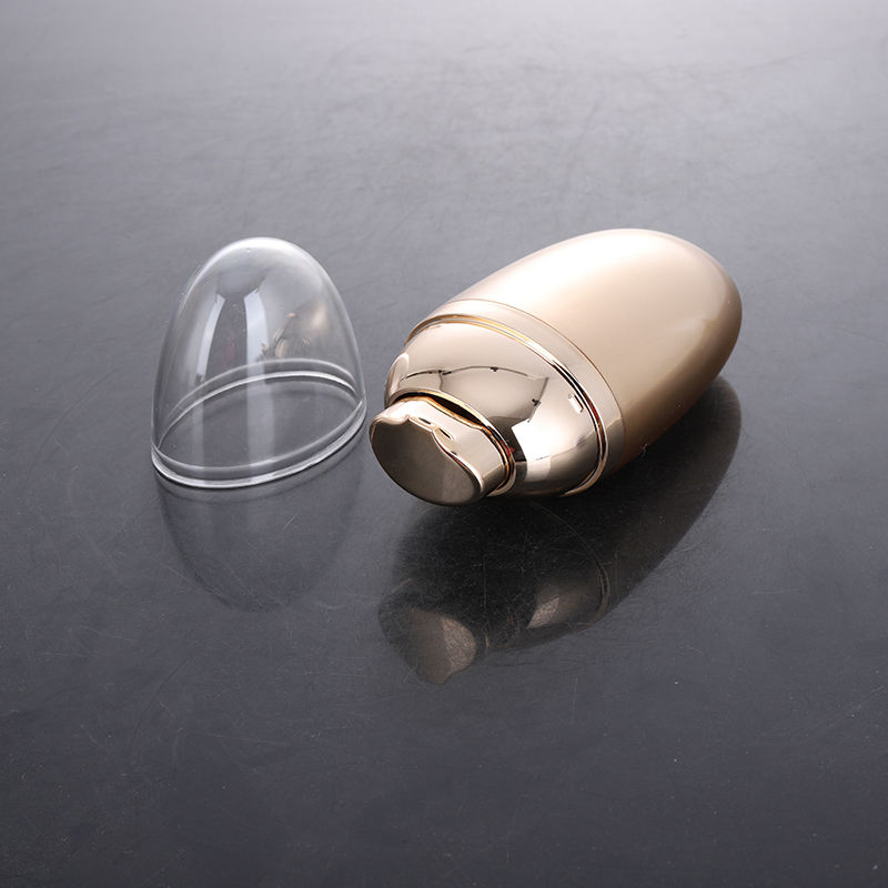 ISO 9001 Factory Customized Decoration Treatments Press Pump Facial Lotion Bottle Pebble Shape Plastic 30ml Makeup Foundation Bottle for Cosmetic Packaging