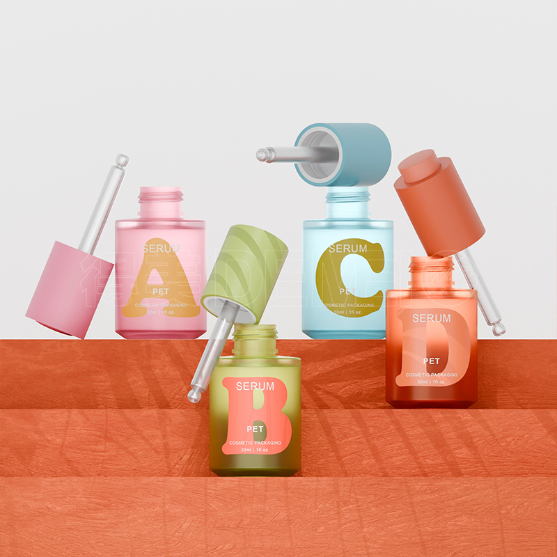 30ml Round Shape Pet Plastic Serum Dropper Bottle with Squeeze Type Dropper for Cosmetic