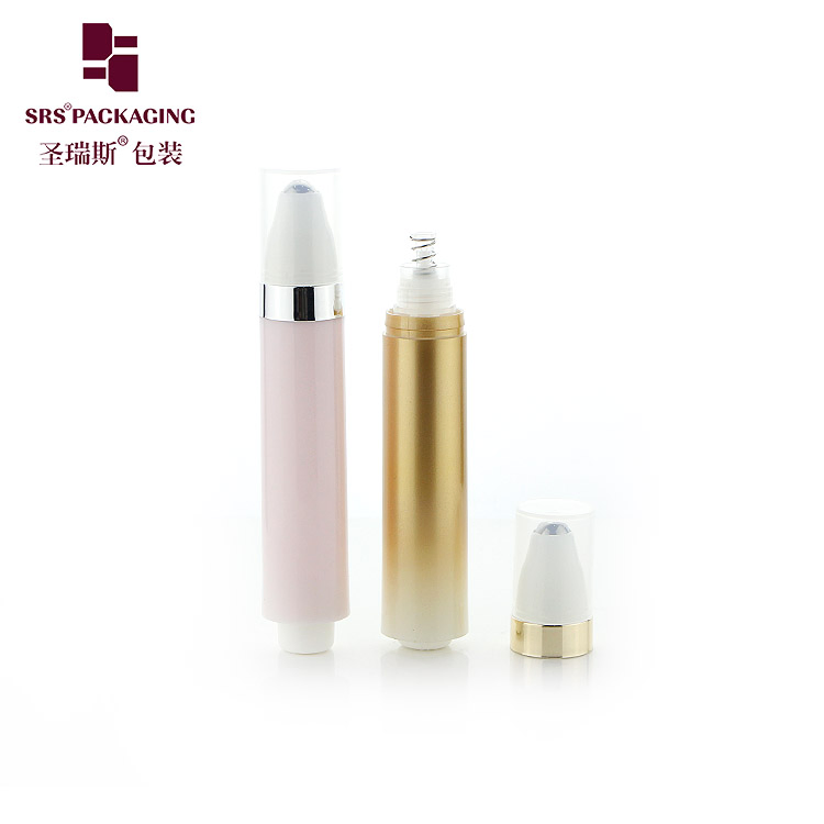 Luxury 10ml Gold Color Pink Roll On Airless Pump Plastic Container
