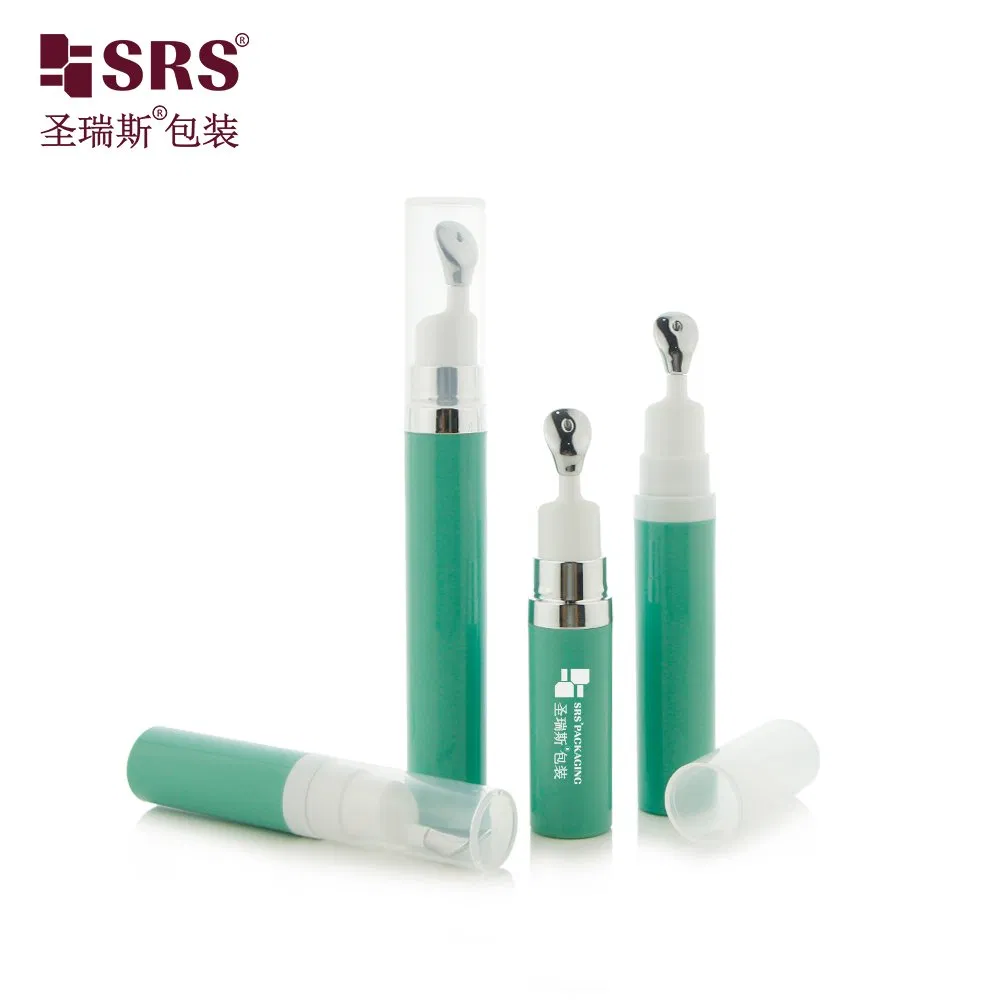 Single Wall 7.5ml 10ml 15ml Green Vacuum Press Zinc Alloy Head Eye Care Container