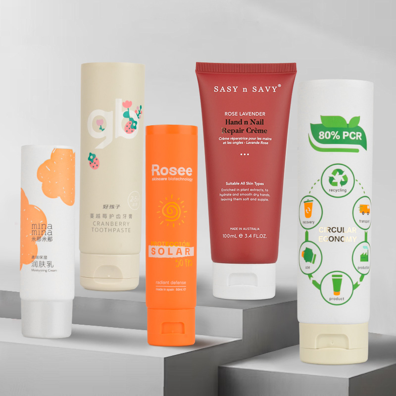 PCR/Sugarcane/Bio-Plastic Tube, Flexible Squeeze Cosmetic Tube for Hand Cream, Lotion, Sunscreen, Cleanser and Foundation