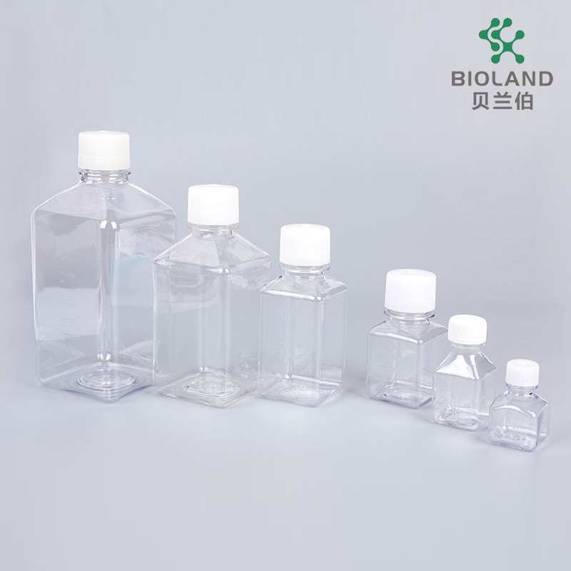 Bioland 125ml Sterile Media Square Bottles Pet Serum Bottle High Quality Leak-Proof