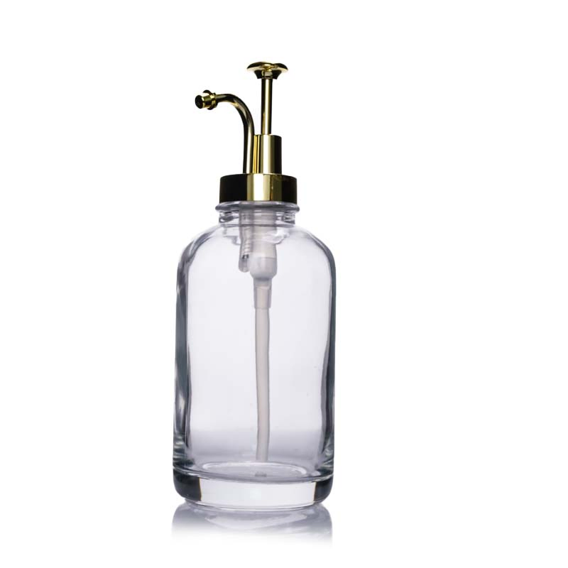 500ml Matte Black /White Thick Glass Foam Hand Soap Dispenser with Retro Golden Plastic Lotion Pump