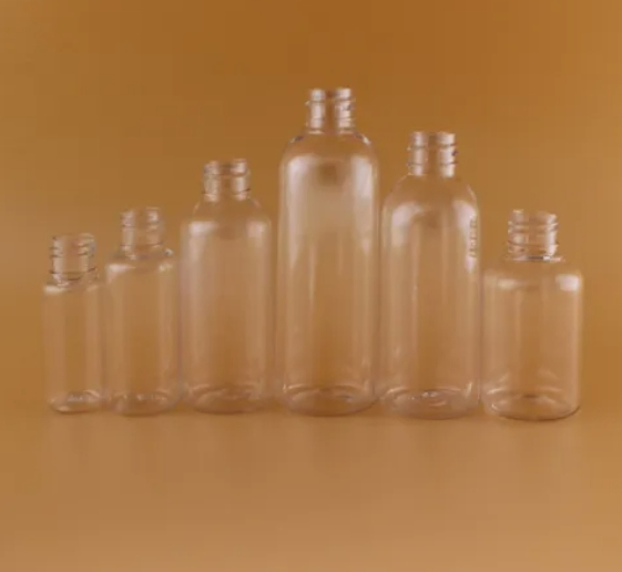 Cosmetic Bottle Plastic Pet Lotion Bottle 150ml Matte Transparent Cylinder Toner Bottle with External Treatment Pump Packaging Bottle