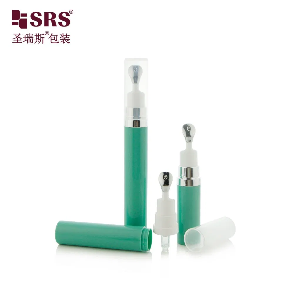 Single Wall 7.5ml 10ml 15ml Green Vacuum Press Zinc Alloy Head Eye Care Container