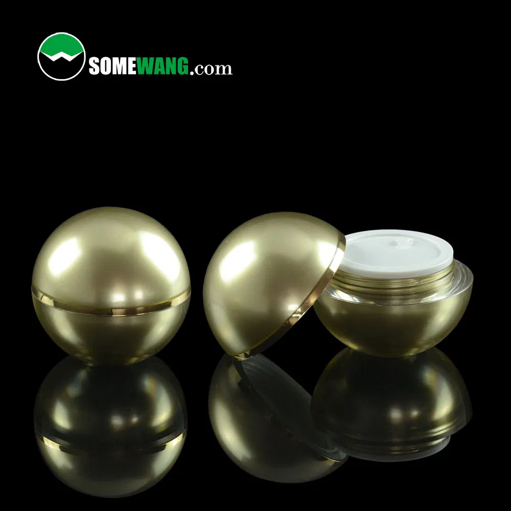 High-End Luxury Double Wall Round Ball Shape Gold Acrylic Container Cosmetic Jar