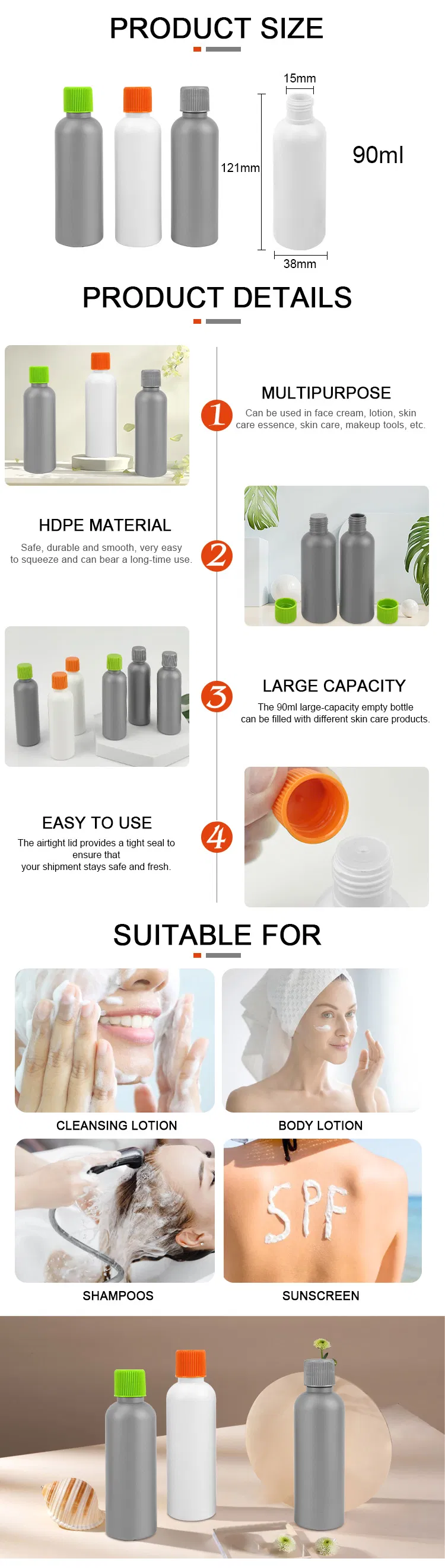 HDPE Shampoo Lotion Bottles