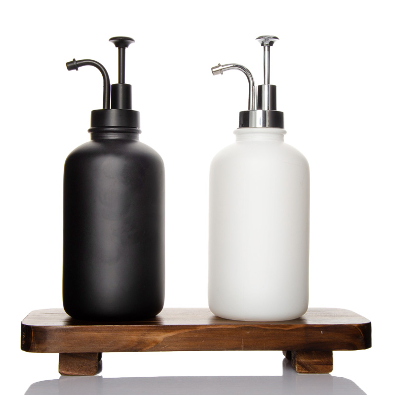 500ml Matte Black /White Thick Glass Foam Hand Soap Dispenser with Retro Golden Plastic Lotion Pump
