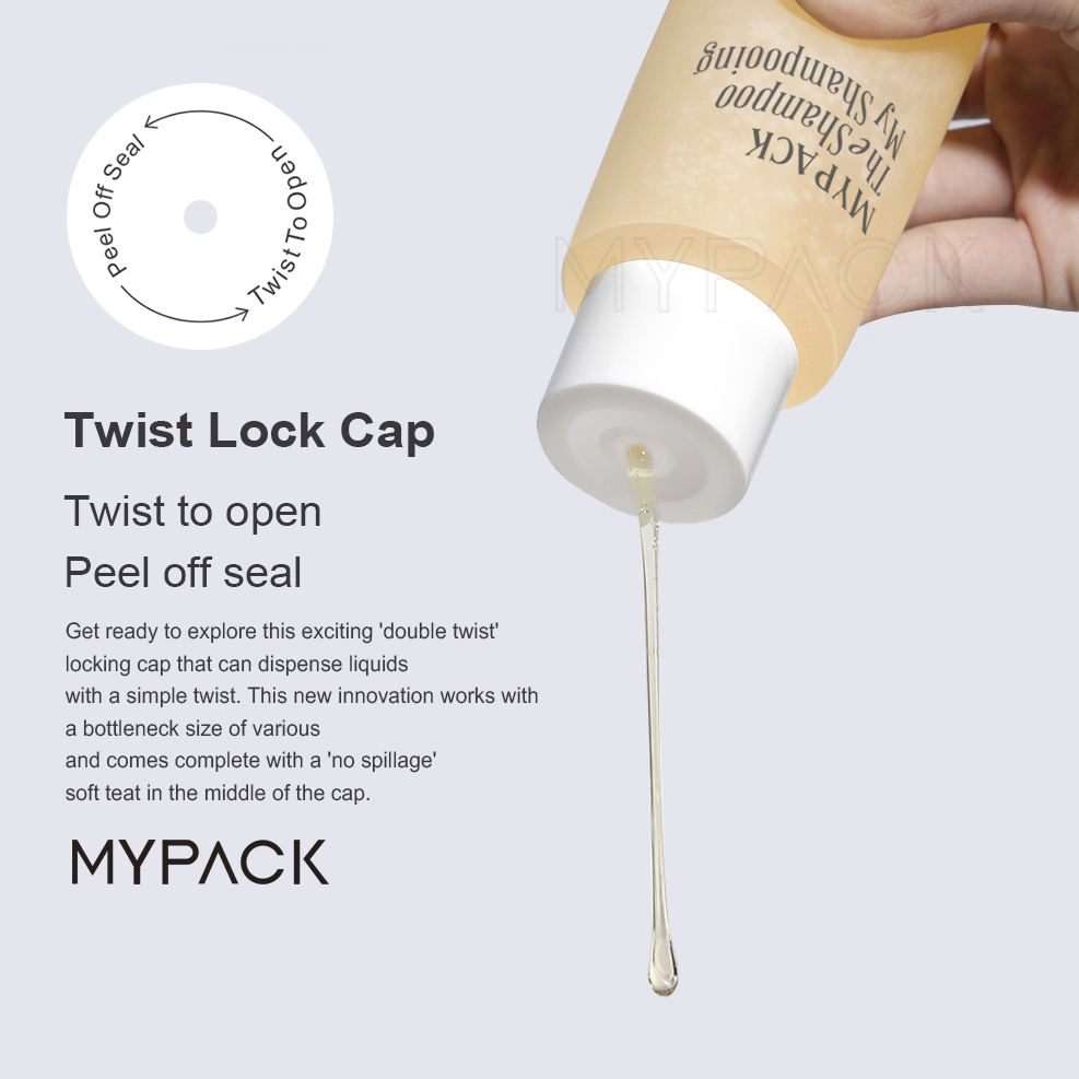Mypack Luxury 100ml 200ml 250ml Soft Touch HDPE Cosmetics Shampoo and Conditioner Body Wash Lotion Squeeze Bottle with Twist Lid