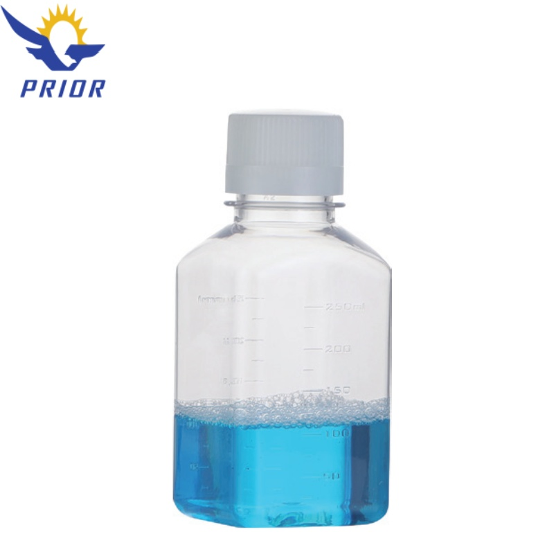 Plastic Pet PETG Bottle 1000ml Cell Culture Square Media Serum Bottles