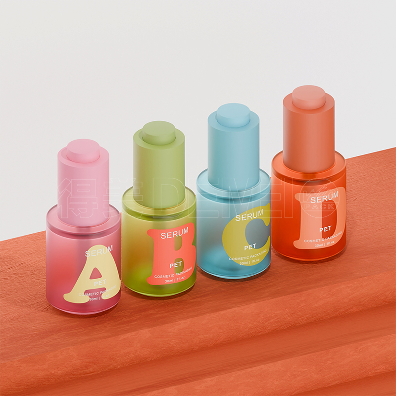 30ml Round Shape Pet Plastic Serum Dropper Bottle with Squeeze Type Dropper for Cosmetic