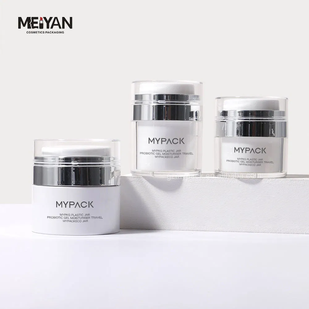 Mypack 2024 New Style Packaging Cosmetic Jar 50g 30g 15g Acrylic Custom Logo Luxury Double Wall Empty White Color Jar