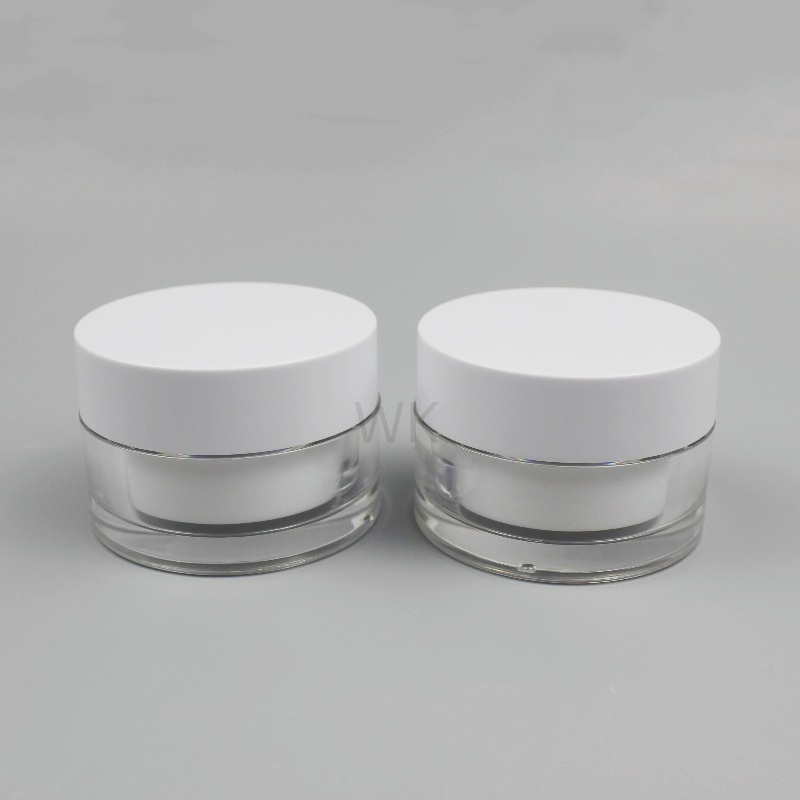 Plastic Acrylic 30g Cosmetic Skin Care Cream Jar Double Wall with Screw Cap