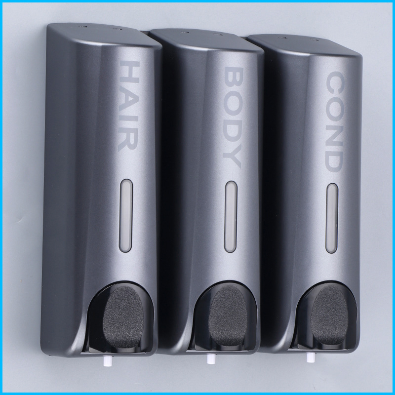 Hotel Bathroom Lockable Plastic Triple Wall Mount Shampoo Hand Liquid Foam Soap Dispenser