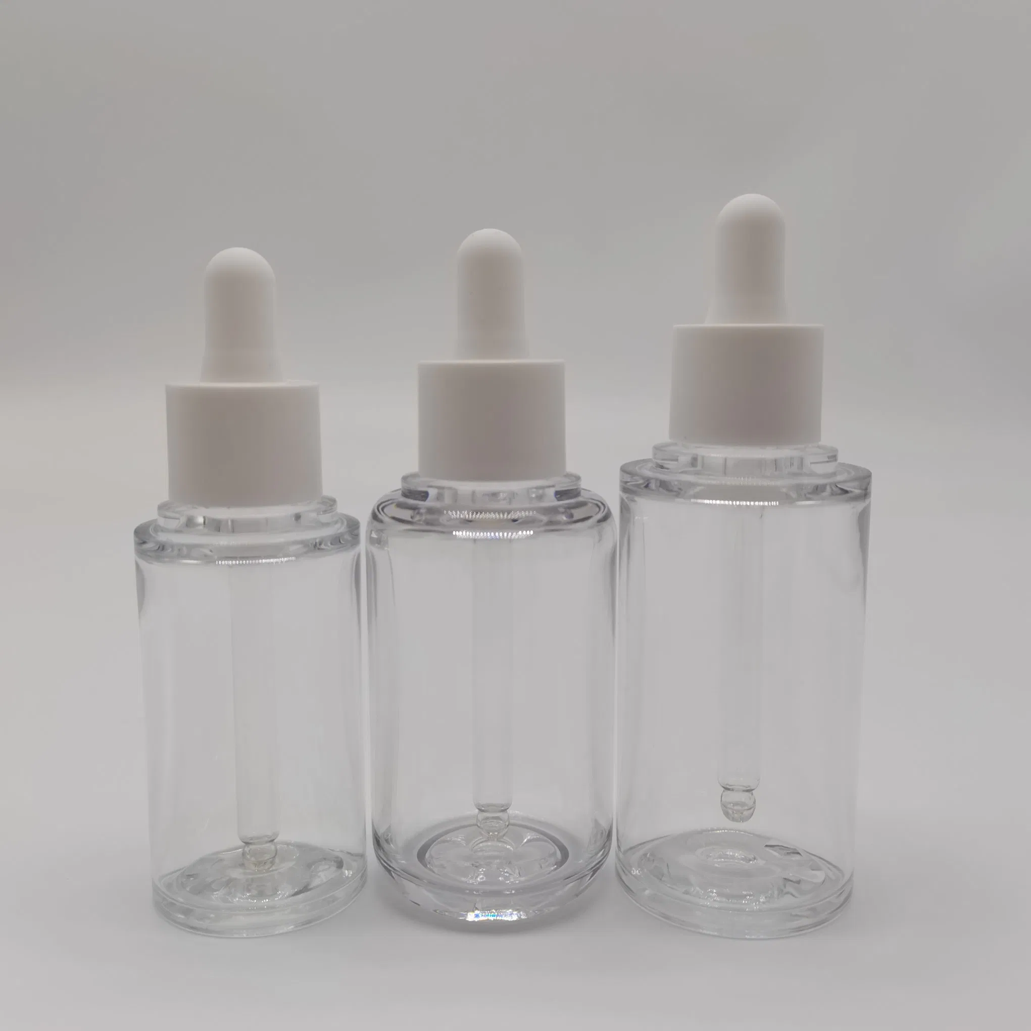 High Quality Thick-Wall Cosmetic Packaging 30ml 50ml PETG Plastic Transparent Dropper Bottle
