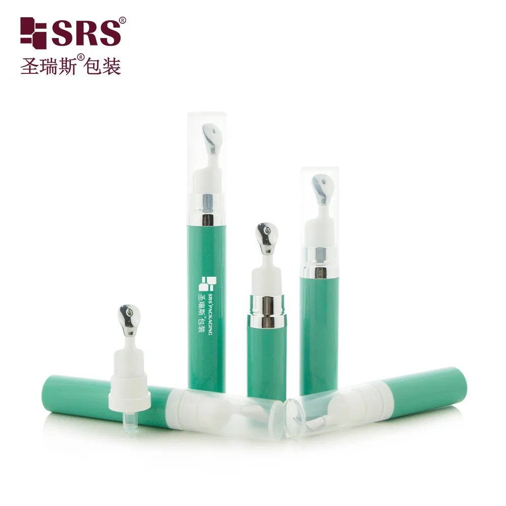 Single Wall 7.5ml 10ml 15ml Green Vacuum Press Zinc Alloy Head Eye Care Container