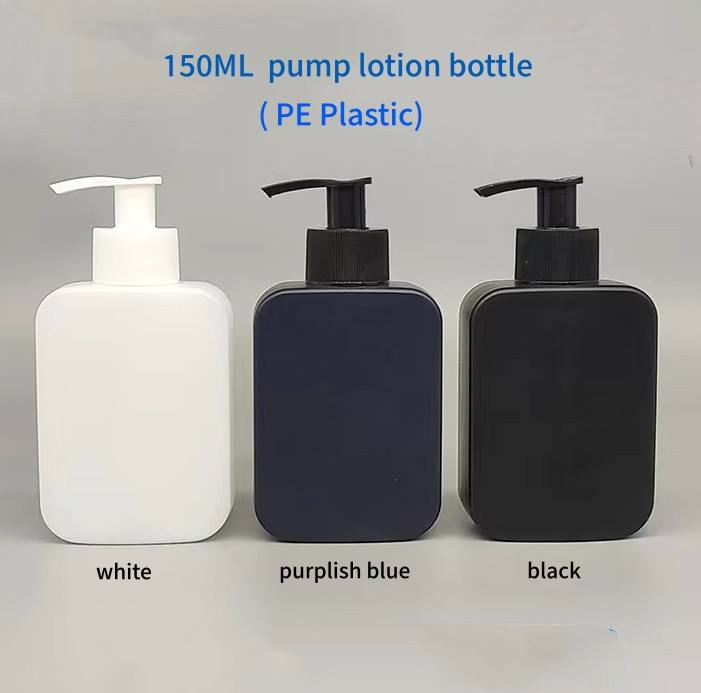 Wholesale Custom Cosmetic Body Wash Soap Plastic Bottle Body Rectangle HDPE Pump Shampoo Lotion Bottle 150ml