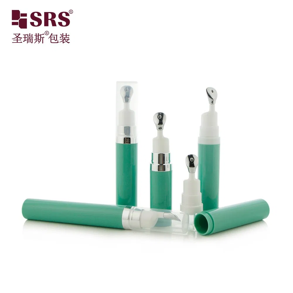 Single Wall 7.5ml 10ml 15ml Green Vacuum Press Zinc Alloy Head Eye Care Container