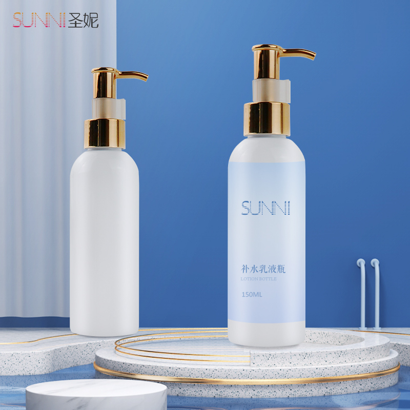 150ml Plastic Hair Care Bottle Transparent Bottle with Treatment Gold Pump