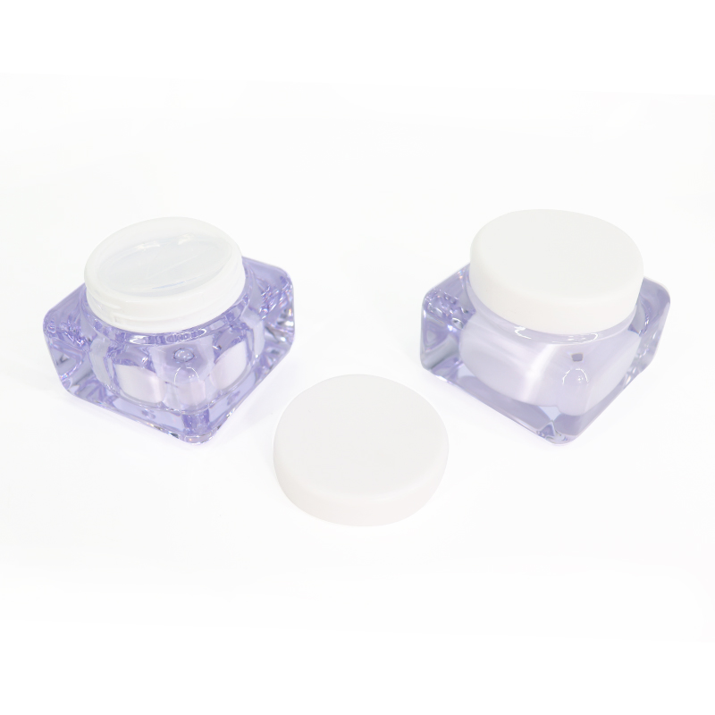 Custom Luxury Empty Square Double Wall Cream Powder Acrylic Container 2oz Facial Cream 50ml Acrylic Skin Care Cosmetic Jar 10g 15g 30g 50g