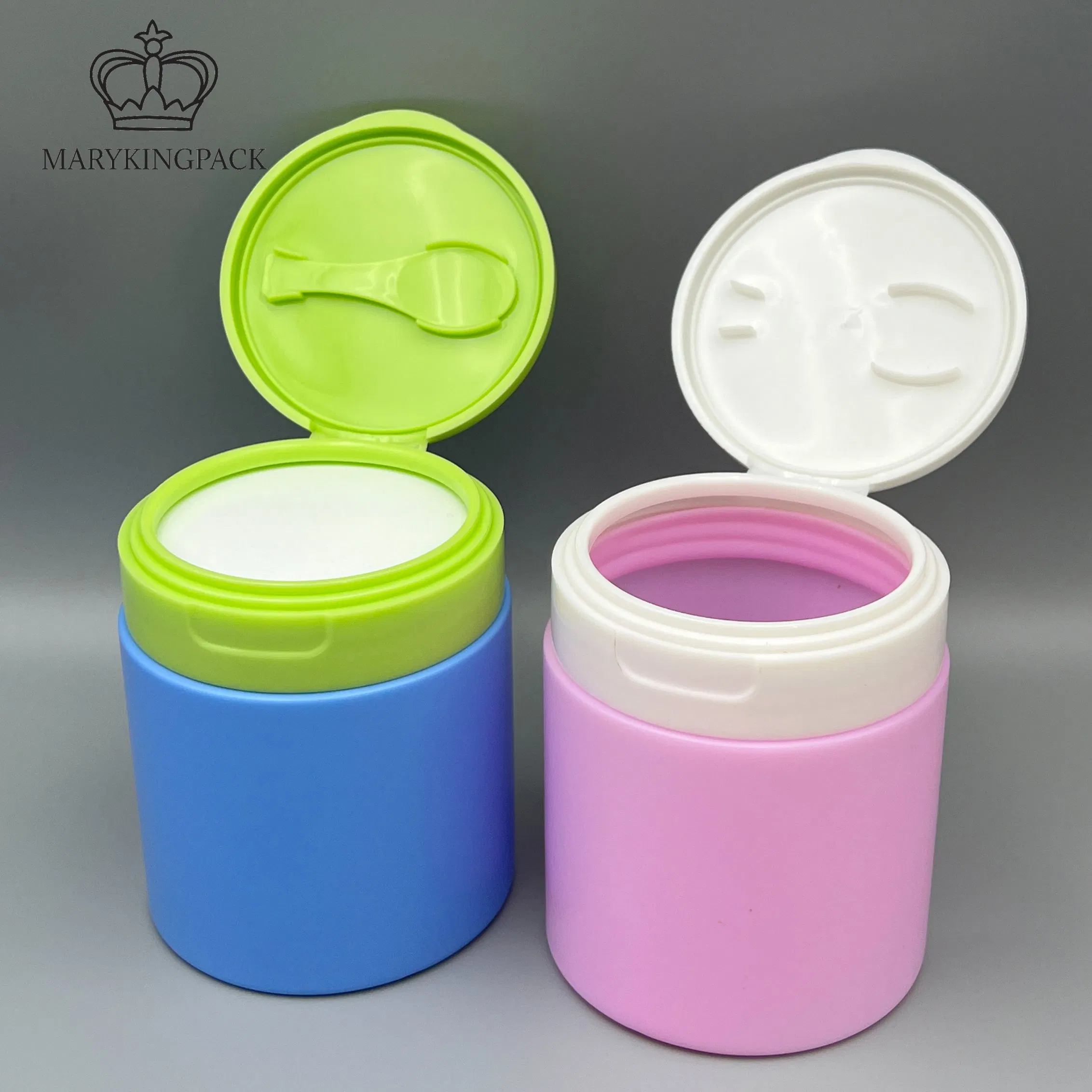 Custom Color Printing Cosmetic Packaging PP Cream Jar with Spoon in Lid