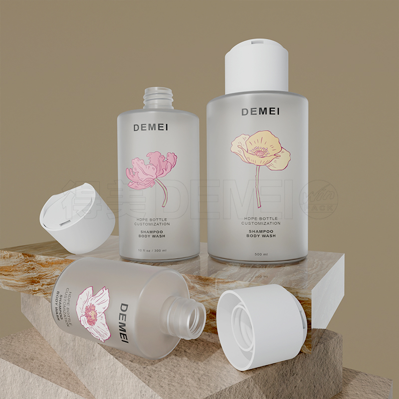 Wholesale Round Empty HDPE Plastic Conditioner 90ml 300ml 500ml Screw Cap Lotion Serum Cosmetic Packaging Bottle