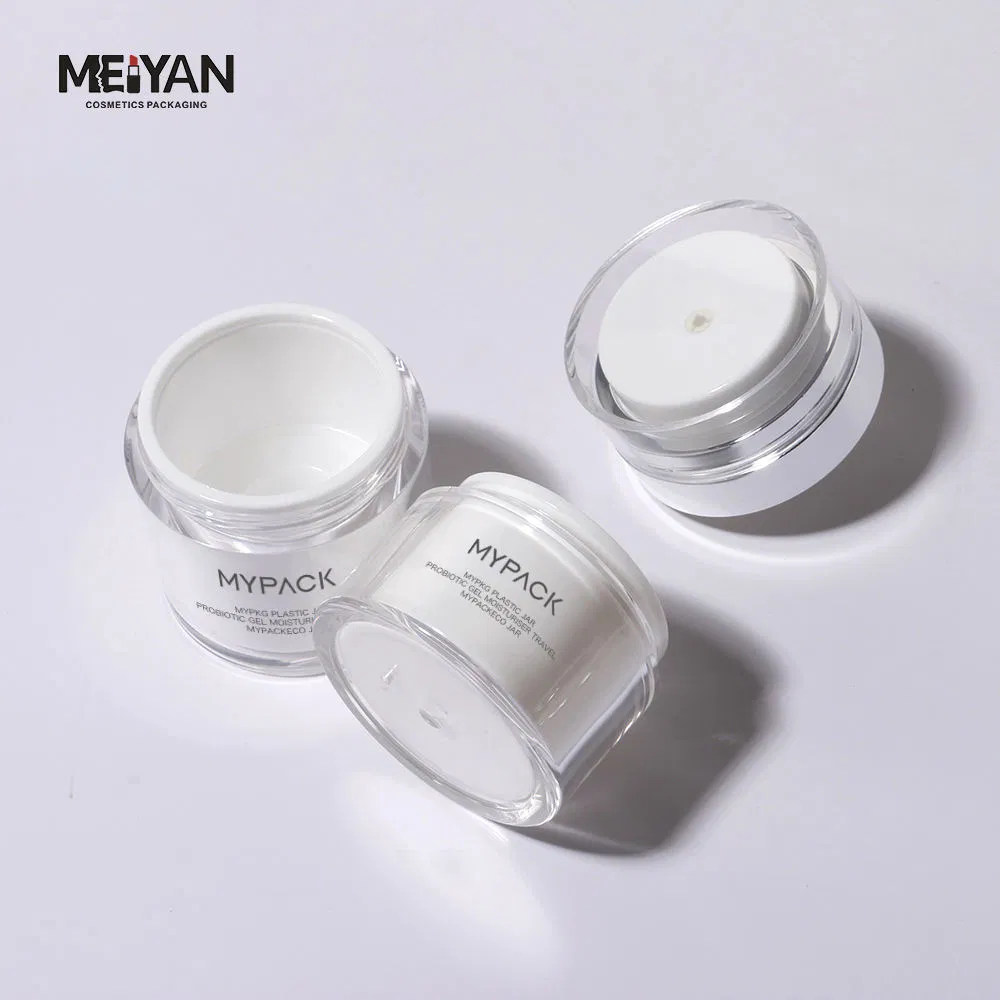Mypack 2024 New Style Packaging Cosmetic Jar 50g 30g 15g Acrylic Custom Logo Luxury Double Wall Empty White Color Jar