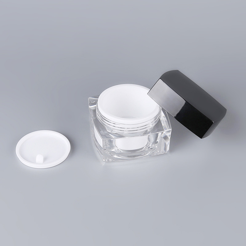 Wholesale Square Shape 15g/30g/50g Double Wall Acrylic Jar for Cosmetic Packaging