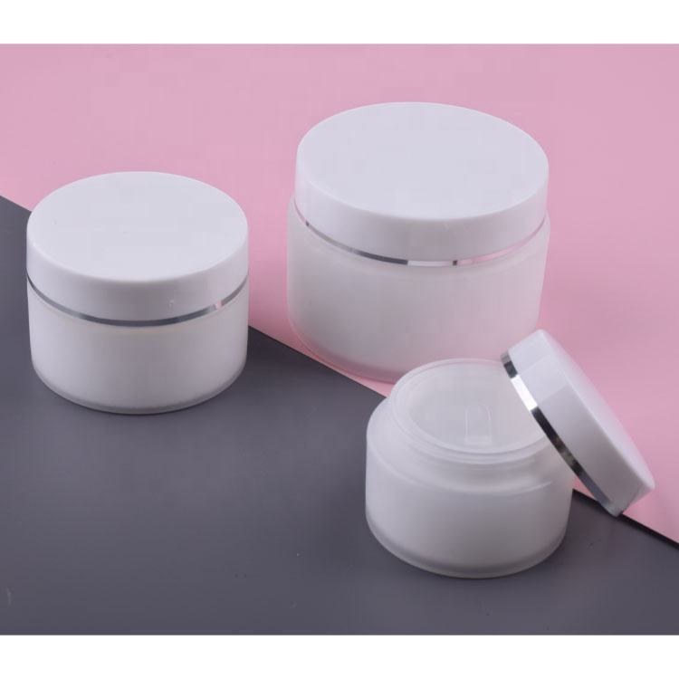 Empty White Double Wall Frosted Plastic Packaging Container PP Cosmetic Cream Jar