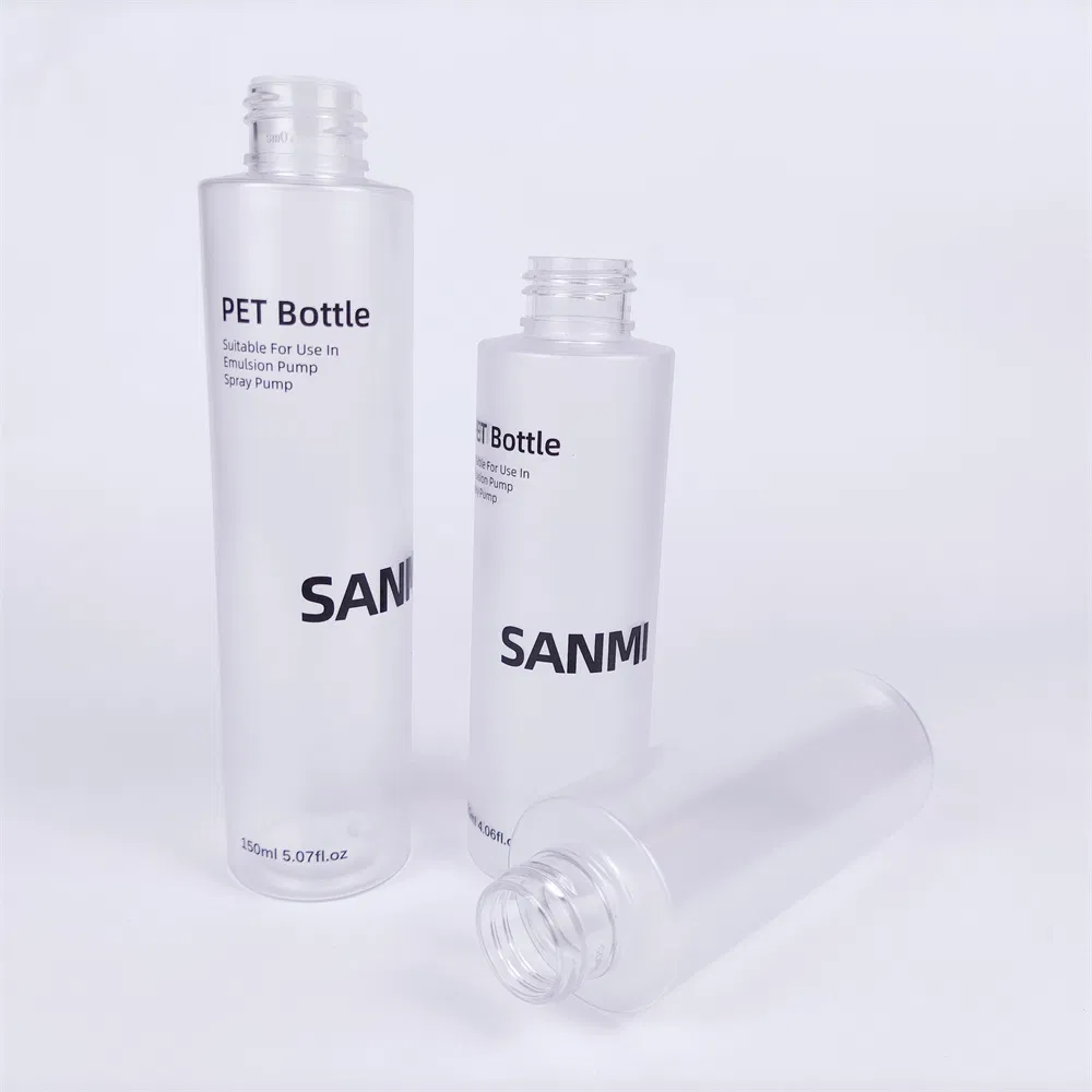 Plastic Bottles 100ml 120ml 150ml Pet Boston Round Bottles with Alum Lotion Pumps &amp; Treatment Pumps