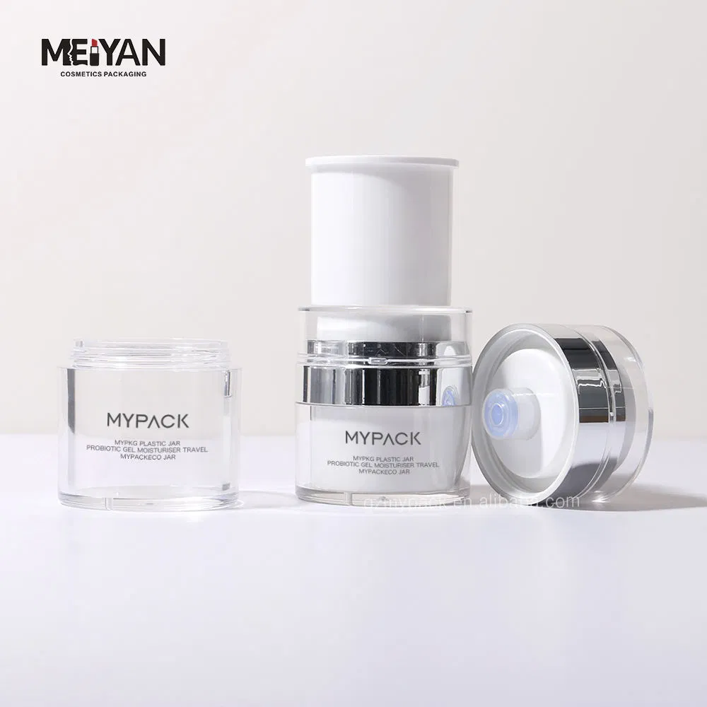 Mypack 2024 New Style Packaging Cosmetic Jar 50g 30g 15g Acrylic Custom Logo Luxury Double Wall Empty White Color Jar