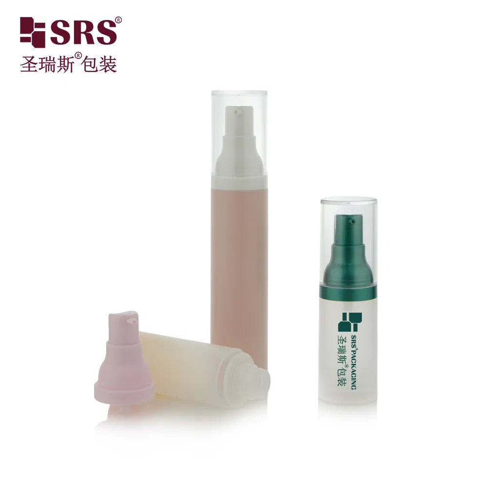 Recycled &nbsp;material PCR plastic cosmetic 15ml airless bottle empty vacuum pump packaging