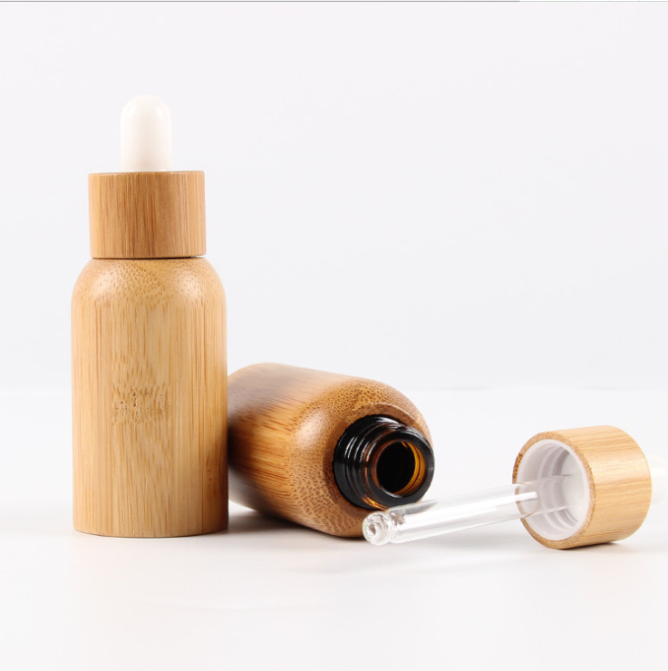 Bamboo 15ml 30ml 50ml Packaging Cream Serum Pet Lotion Airless Cosmetic Pump Inner Plastic Dropper Roll on Roller Essential Oil Perfume Spray Bottle