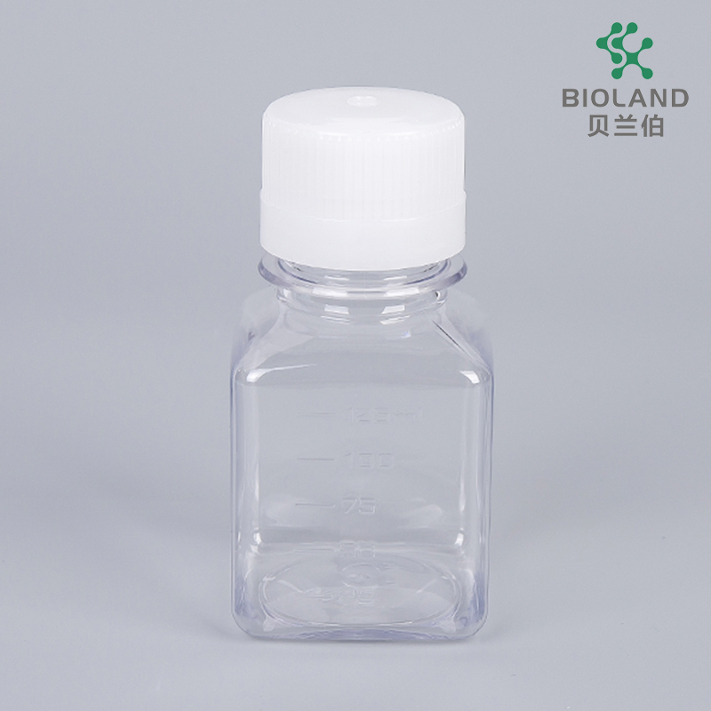 Bioland 125ml Sterile Media Square Bottles Pet Serum Bottle High Quality Leak-Proof
