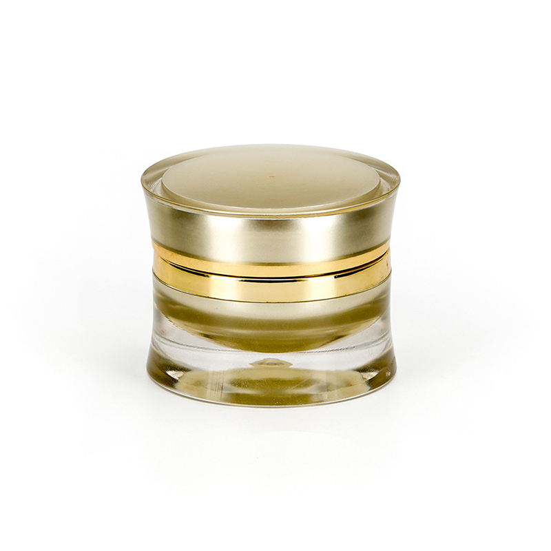 Luxury Gold Waist Round Shape Double Wall Cosmetic Cream Acrylic Jar