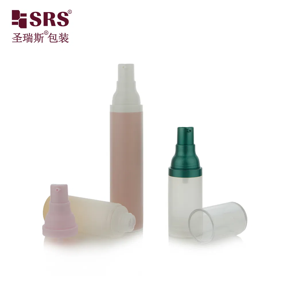 Recycled &nbsp;material PCR plastic cosmetic 15ml airless bottle empty vacuum pump packaging