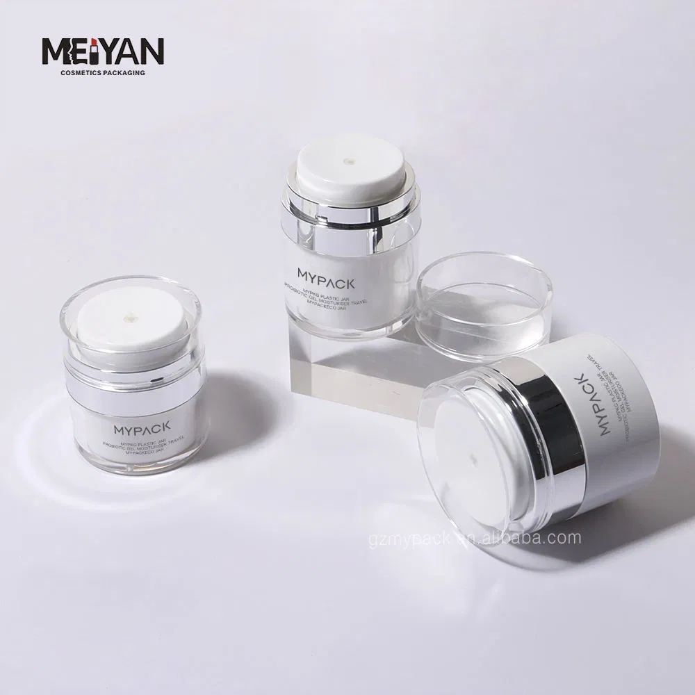 Mypack 2024 New Style Packaging Cosmetic Jar 50g 30g 15g Acrylic Custom Logo Luxury Double Wall Empty White Color Jar