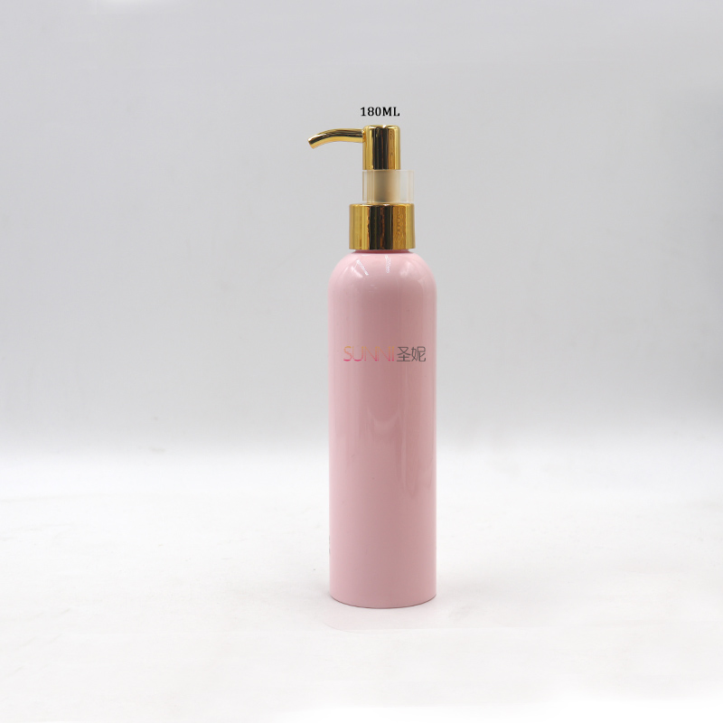 Cosmetic Luxury Gold Treatment Lotion Pump 150ml 200ml Round Pet Plastic Bottle