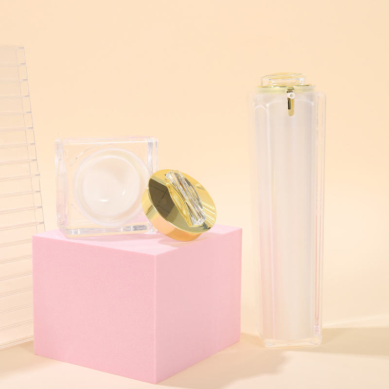 30ml 50ml 100ml 15g 30g 50g Luxury Acrylic Airless Refillable Skincare Set with Cream Jar Thick-Wall Double Layer Skincare Packaging