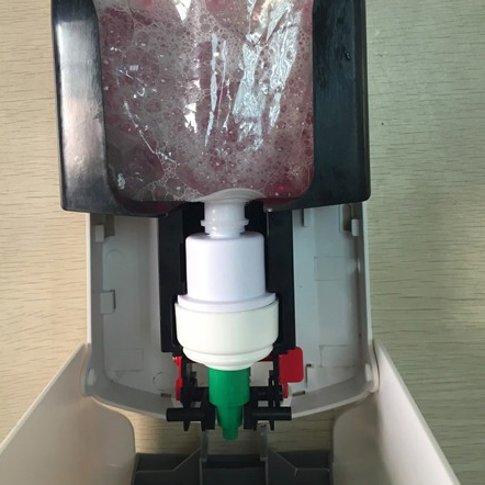 Custom Color Logo Commercial Industrial Bathroom Toilet Plastic Antibacterial Manual Refillable Gel Foam Liquid Soap Dispenser and Tray