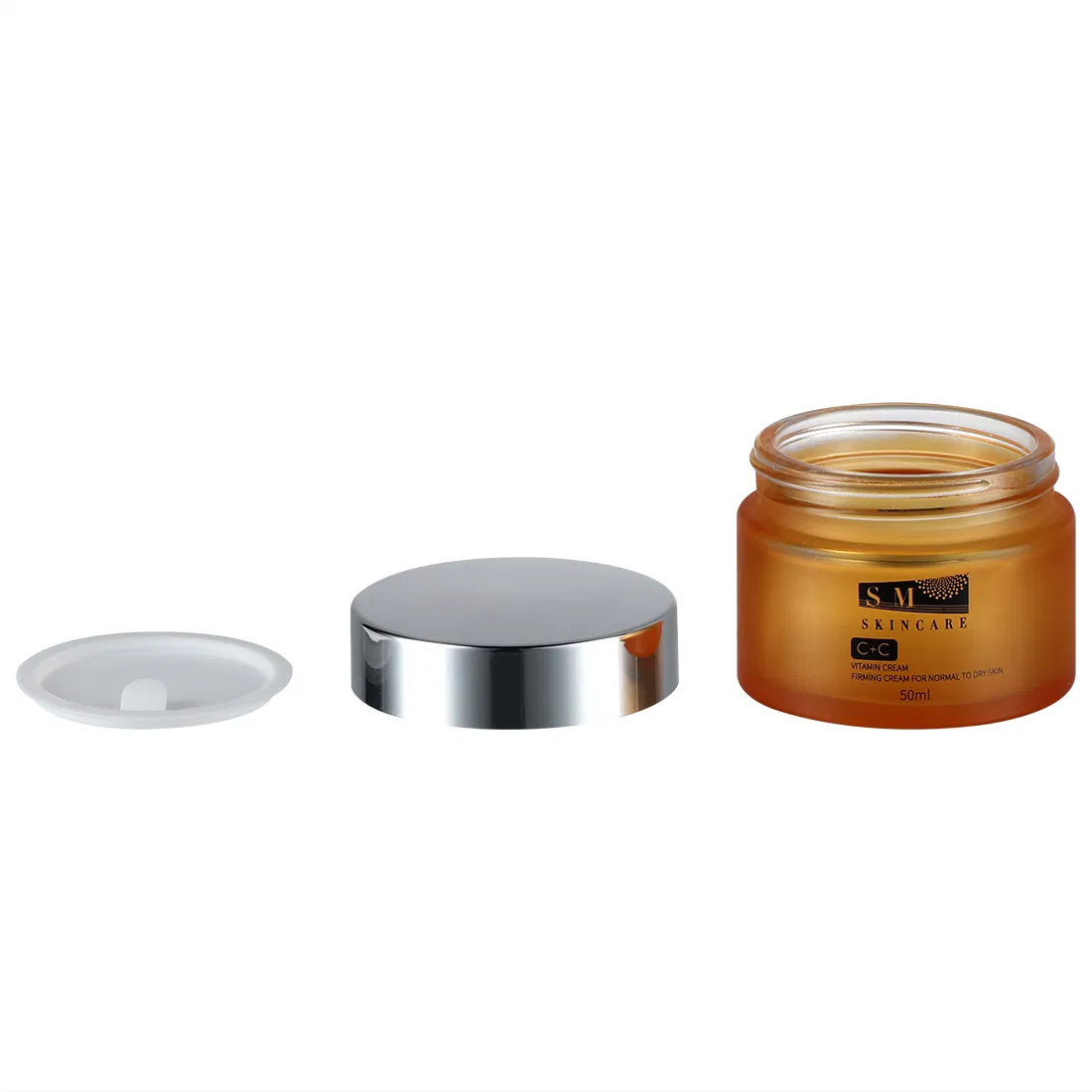 Manufacturer Customization 30g 50g Cosmetic Container Facewash Lotion Cream Jar Acrylic Double Wall with Gold Aluminum Lids Caps