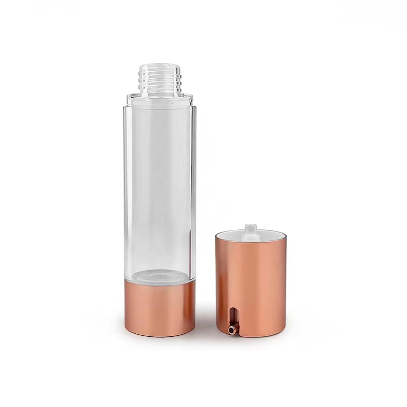 New Design 30ml 50ml Acrylic Cosmetic Replaceable Refillable Plastic Airless Pump Bottle for Hair Treatment