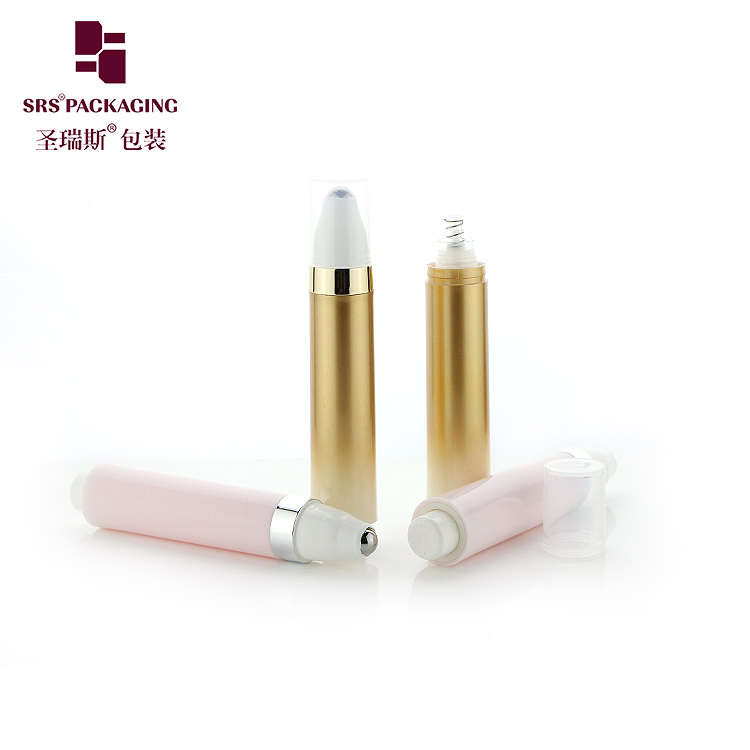 Luxury 10ml Gold Color Pink Roll On Airless Pump Plastic Container