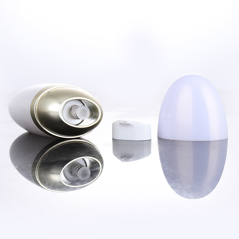 ISO 9001 Factory Customized Decoration Treatments Press Pump Facial Lotion Bottle Pebble Shape Plastic 30ml Makeup Foundation Bottle for Cosmetic Packaging