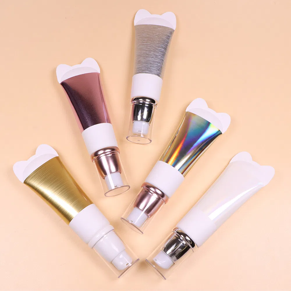 Empty Plastic Bb Cc Eye Cream Tube with Glossy Matte Color Airless Pump Squeeze Cosmetic Soft Tubes
